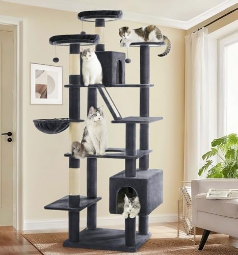 Árbol para Gatos Alto 80 pulg con Rascador y Hamaca miniatura 1