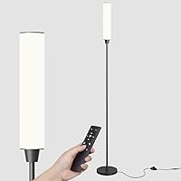 Nukanu Floor Lamp with Remote Control & Foot Switch - Stepless 3000K-6000K Dimmable Brightness, Bright LED Standing Light for Living Room (Black)