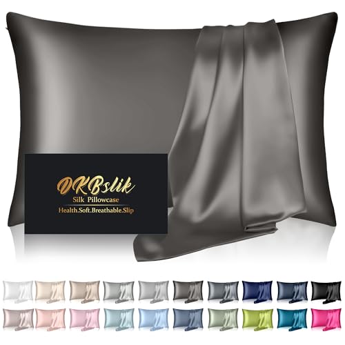Mulberry Silk Pillowcase for Hair & Skin, Dark Gray