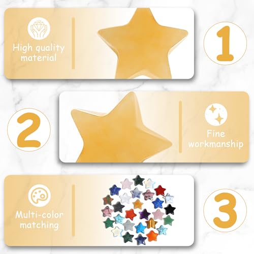 QINJIEJIE 20 PCS Citrine Crystals Star Stone Healing Crystal Set Mini Crystal Bulk Polished Stone Star Gemstones Wholesale for Meditation Energy Balancing Crystal Gifts for Women