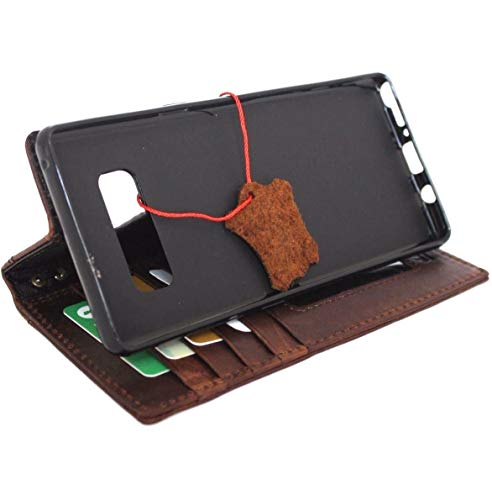 Genuine Leather Case For Samsung Galaxy Note 8 Book Wallet Cover Brown Handmade Retro Luxury Cards Slots Slim Daviscase 1948 #TOP6