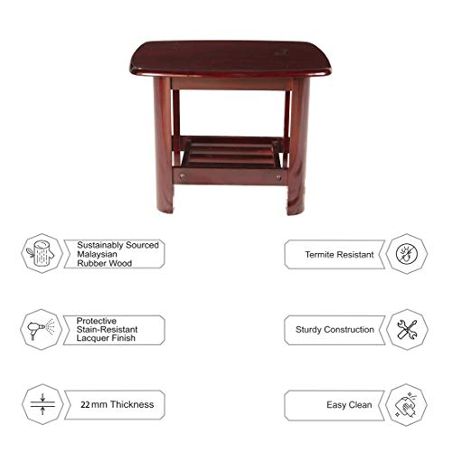 Image of Woodness Venus Solid Wood Coffee Table (Matte, Mahogany)