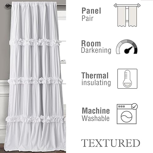 Image of Homechoice Decor White Blackout Window Curtains, 52 inch W x 96 inch L x 2 Panels