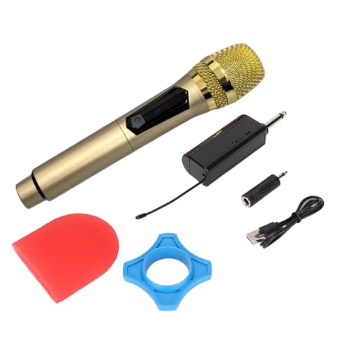 Home Wireless Microphone Gold Microphone Efficient Sound Pickup Gold Cordless Microphone for Speaking,Stable Signal Mini Mic Pro,for Outdoor Home Conference (Gold) Handheld Wireless Microphones