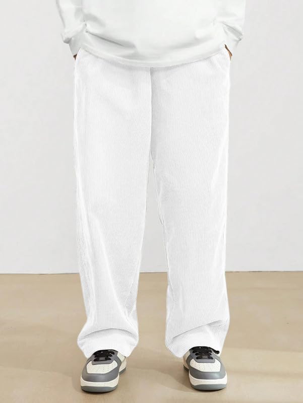 SMOWKLY Men's White Corduroy Trousers - Image 2