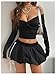 SHENHE Women's Y2k Bubble Side Striped Bow Mini Skirt Low Rise Puffer Micro Skirt Black Medium