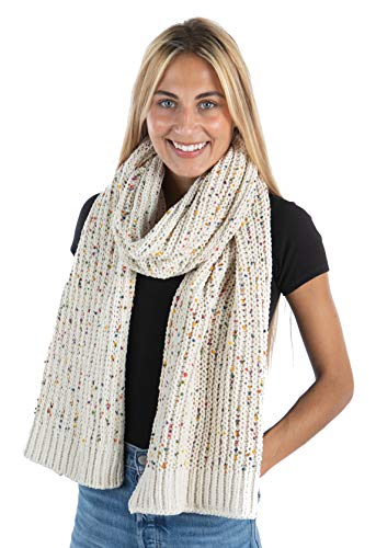 Funky Junque Womens Scarf Soft Warm Knit Winter Shawl Wrap - Chenille Confetti Oatmeal #TOP7