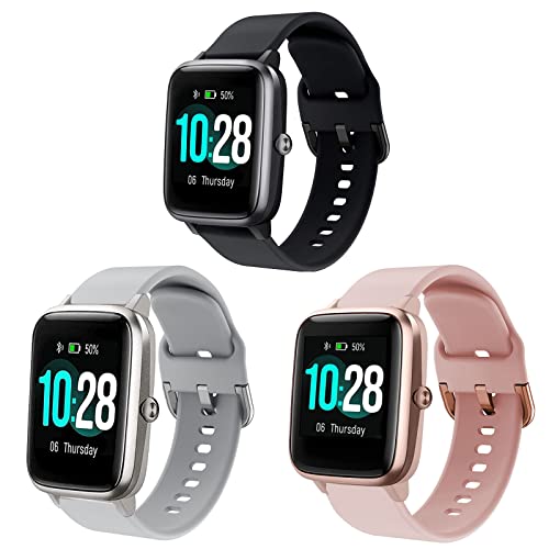 SUGARJAR Strap For ID205L,19mm Silicone Band for Veryfitpro,LETSCOM,Yamay fitness,Letsfit,LIFEBEE,GRV,Willful,Popglory,Blackview,TEMINICE,ID205S ID205G ID215G ID216 SW020 SW023 WF021 WF025 Uwatch3