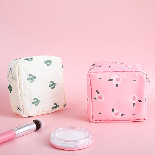 Image of 2Pcs Period Bag, Sanitary Napkin Storage Bag Portable Reusable Sanitary Pads Bags for Women Tampons Holder for Purse Period Pouch with Zipper Feminine Care Kit