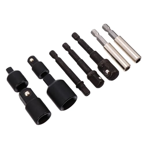 Sewroro Kit D’adaptateurs 9 Pièces en Acier Électroplaqué, Têtes Hexagonales vers Carrées, Rallonge de Tige pour Perceuse à Percussion, Embouts de Tournevis Compatibles, Accessoire