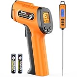 TempPro Temperature Gun, Infrared Thermometer Gun with Laser, Laser Thermometer Gun -58-1022 ℉, Meat Thermometer Digital with Super Long Probe, Food Thermometer for Cooking(Previously ThermoPro)
