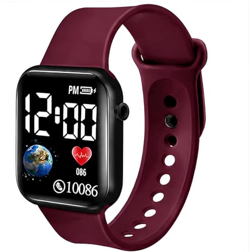 Image of XENTON Kids Digital Watch for Boys & Girls | LED Display Wrist Watch | One Touch Time & Date Display | Adjustable Strap | Lightweight Casual Watch for Kids Boys (Red)