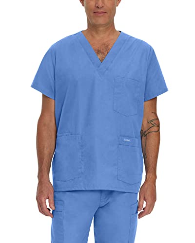 Landau Essentials Relaxed Fit 5-Pocket V-Neck Scrub Top for Men 7489