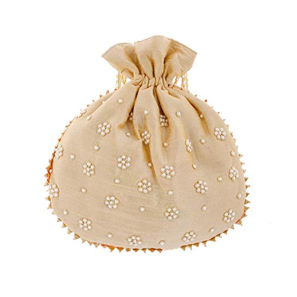 Imicreate Ethnic Clutch Silk Potli Batwa Pouch Bag with Beadwork Gift for Women - Image 4