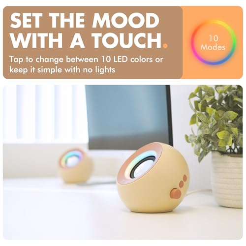 X9 Performance Brown Computer Speakers for Desktop PC with RGB Lighting, Bluetooth, USB, and AUX - Triple Mode Connection, Dual 2.25" Drivers for Work and Play - Bluetooth PC Speakers