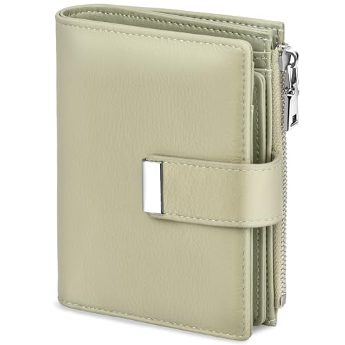 Image of Small Wallet Women RFID Blocking Soft Leather Card Holder Compact Ladies Wallet with Zipper Coin Pocket ID Window