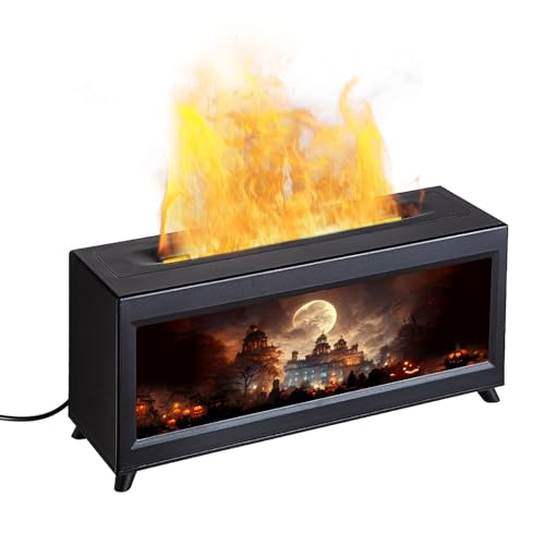 Ankrs Difusor Aceites Esenciales, 7 Llamas De Chimenea Coloridas Humidificador De Aire, 4 Temporizadores Apagado Sin Agua Humidificador Aceites Esenciales con Control Remoto (Castillo)