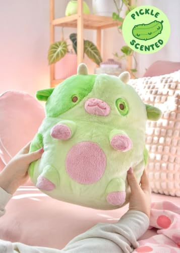 Image of Heatable Scented Cow Plush for Period Cramp Relief & Emotional Support, Microwavable Soft Toy Plushies, Coolable Stuffed Animal for Anxiety, Cute Heating Pad for Pain Relief (Pickle)