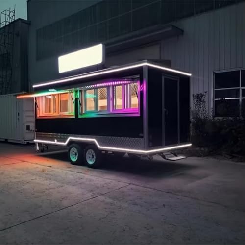 Food Trailer with Full Kitchen Equipment, Customized Concession Car - Mobile Food Truck, Perfect for Street Business Selling Coffee, Pizza & Hot Dog