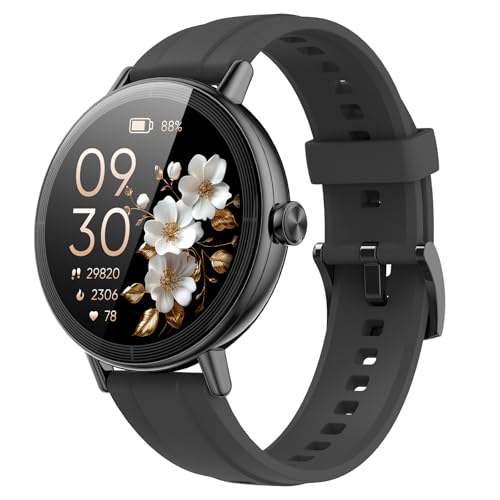 Reloj Inteligente Mujer, 1.27' Smartwatch Mujer con Llamadas Bluetooth, Smart Watch con Pulsómetro/Monitor de Sueño/Podómetro, IP68 Pulsera Actividad con 110+ Modos Deportivos para Android iOS, Negro