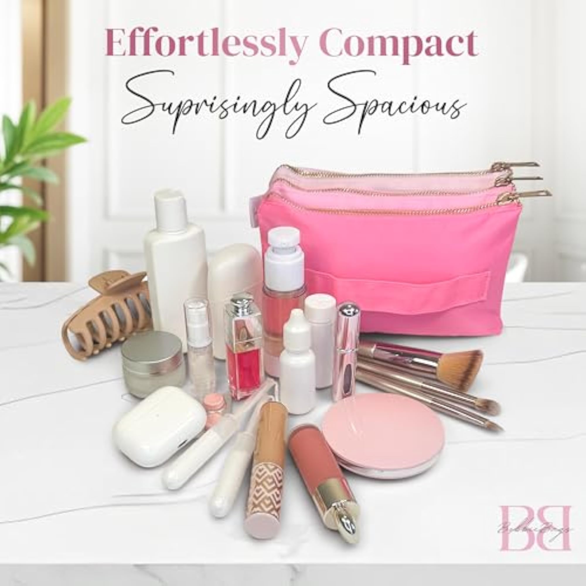 Travel Makeup Bag with Compartments, Large Capacity Pouch