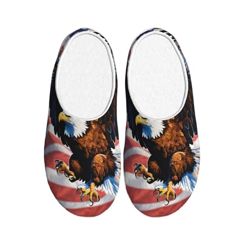 Pantoufles d'hiver chaudes en peluche pour cocooning à la maison, style aigle noir 39 EU