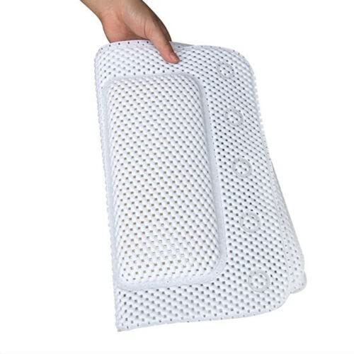 Mata do wanny z całego ciała z poduszkami, biała, antybakteryjna, ekstra długa, antypoślizgowa mata prysznicowa dla dzieci i dorosłych, 36 x 125 cm