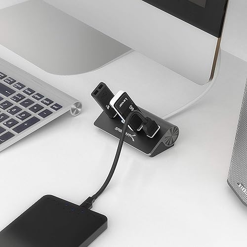 Hub USB 3.2 Gen 1, Ciabatta multipresa USB, Sdoppiatore USB, 4 Porte, per iMac, MacBook, MacBook PRO, MacBook Air, Mac Mini o qualsiasi PC, (Cavo da 76cm) Nero (HB-MC3B) - Hub USB - Immagine 7