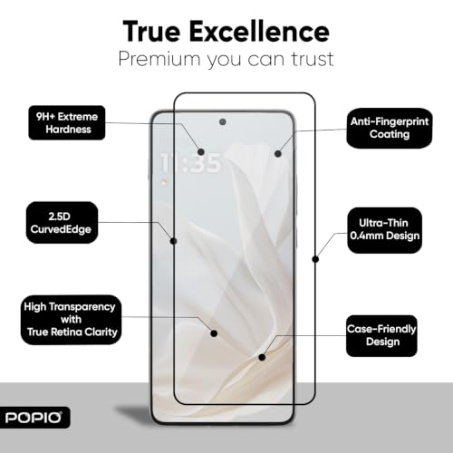 Image of POPIO Military-Grade Gorilla Tempered Glass For Motorola Edge 70 | 9H Hardness, Edge-to-Edge, Bubble-Free