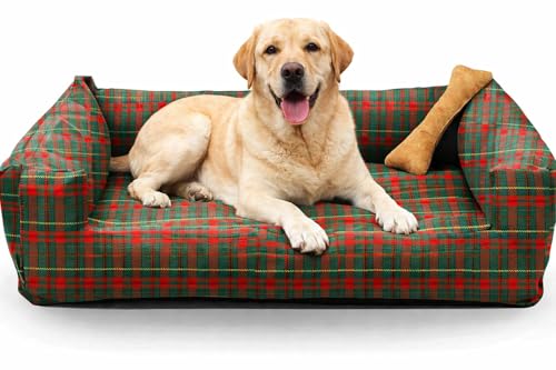 Image of SITSNOOZE Medium Dog Bed (5 to 10kg) for Beagle, Pug, French Bulldog - Extra Soft Washable Lounger Cushion, Orthopedic Mattress, Waterproof Anti-Slip Base Luxury Cotton Pet Bed (Print 7, M)