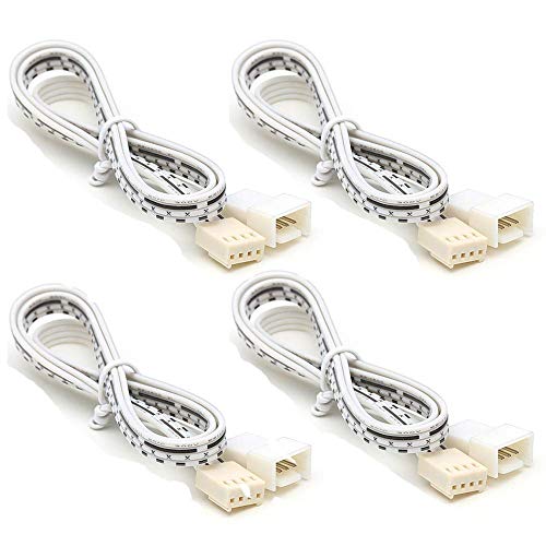 Flexible Extendable Cables for Aiboo RF Wireless Control RGB Color Changing LED Under Cabinet Kitchen Lighting Kit 1.5m (59 inch) Extension Cords (4-pins/4 Packs)