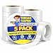 White Electrical Tape - Vinyl Electric Tape (5 Pack) | 7 mil Thick Vinyl Tape 3/4 Inch Wide 66 Foot Long Roll | Strong Rubber Base | Flame Retardant, Temperature & Weather Resistant (White)