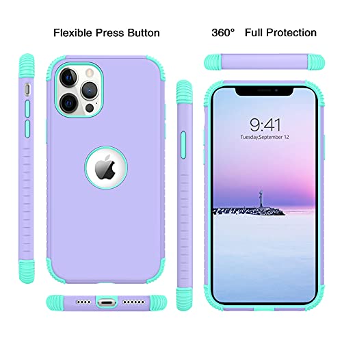 Bentoben Iphone 12 Pro Max Case, Heavy Duty 2 In 1 Full Body Rugged Shockproof Protection Hybrid Hard Pc Bumper Drop Protective Girls Women Boy Men Covers For Iphone 12 Pro Max 2020, Purple/Mint #TOP7