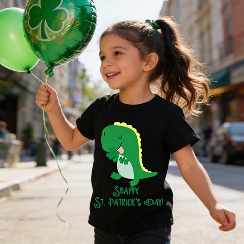 Image of Tkria Toddler Boys St Patricks Shirts Kids Clover Shamrock T-Shirt Baby Dinosaur Gnome Lucky Dude Short Sleeve Green Tops