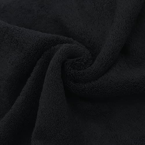 Image of Bare Cotton Luxury Hotel&Spa Quality Collection Highly Absorbent,Quick Dry 100% Turkish Cotton 700 GSM,Eco Friendly Towel,for Bathroom Dobby Border Soft Towel Set 27X54 -Black,Bath Towels-Set of 4