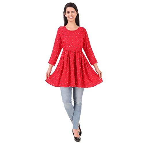 Image of ZUVINO Women's Maternity Feeding Top with Zip for Easy Nursing | Stylish Feeding Tops for Jeans | Maternity Short Kurti for Mothers | Nursing Dress for Women | 100% Rayon