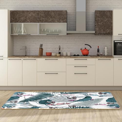 Alfombra absorbente para cocina lavable con base segura y diseño de bulldog, juego de 2 6