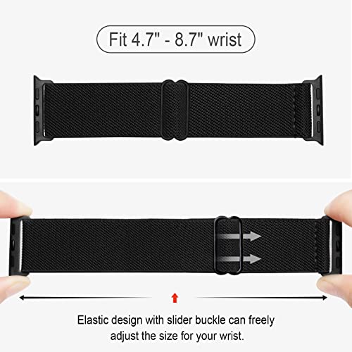 Image of 4 Pack Stretchy Solo Loop Compatible with Apple Watch Bands 38mm 40mm 41mm 42mm 44mm 45mm 46mm 49mm Women Men, Sport Nylon Elastic Straps Wristbands for iWatch Series 11 10 9 8 7 6 5 4 11 Ultra /SE 3 2
