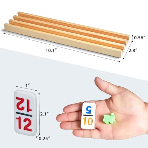 Elongdi Mexican Train Dominoes Set With 4 Wooden Trays/Racks And Portable Carrying Case,Travel Colorful Double 12 Dominoes thumb #6