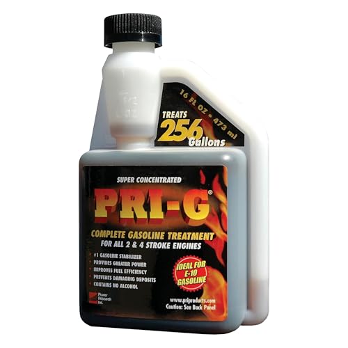 PRI-G Fuel Stabilizer and Gasoline Treatment 16 oz Super Concentrated Treats 256 Gallons Stabilizes Fuel Improves Performance Prevents Deposits Safe for E-10 Engines (Pack of 1)