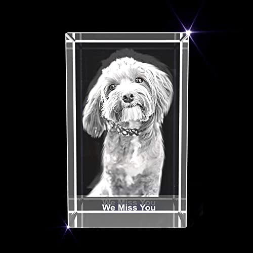 Personalized Photo Gift | 3D Engraved Crystal Keepsake | Gift | Décor | Collectible| Souvenir | Dogs Or Cats Personalized Photo Frame #TOP1