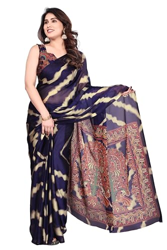 Image of SUPERLAXMI Women's Chiffon Floral Printed Saree with Blouse Piece