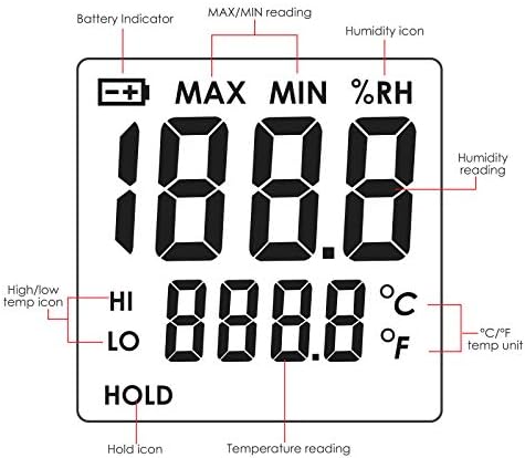 Handheld Digital Humidity & Temperature Meter 0~100% RH/ -30~70°C (-22~158°F) LCD Display Backlight Moisture Thermo Hygrometer Thermometer Small Tester Gauge for Home Kitchen Indoor Outdoor