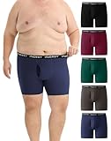 INNERSY Men's Big and Tall Boxer Briefs Cotton Stretch Moisture Wicking Underwear 5-Pack(Dark Retro, 4X)