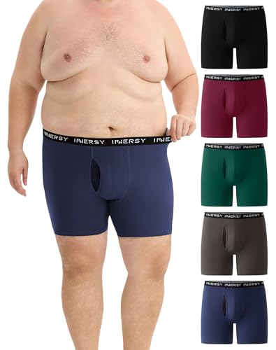 INNERSY Men's Big and Tall Boxer Briefs Cotton Stretch Moisture