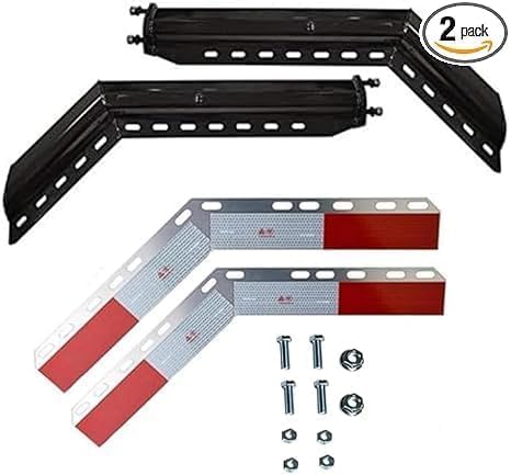 TORQUE Mud Flap Hanger for Semi Trucks 1-1/8" Bolt Pattern 30" Black Set w/2 Aluminum Angled Reflectors, Spring Loaded, 45 Degree Angled, Heavy Duty, Right and Left Included (TRMFH413)