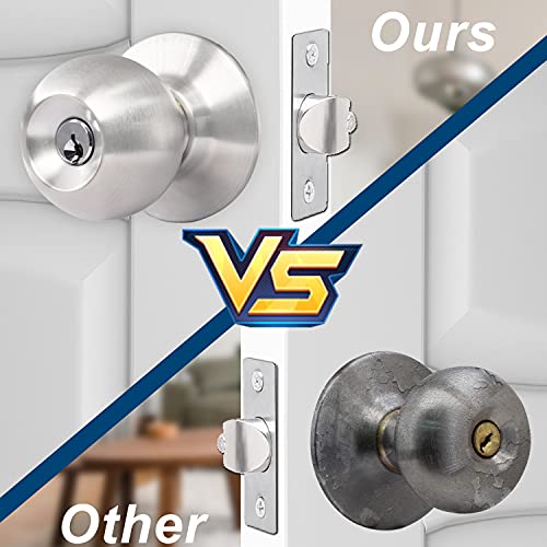 Rulart Door Knob With Lock Key - Keyed Door Knob Lock Bedroom Interior And Exterior Bathroom Doorknob Bedroom Entry Door Knobs With Lock And Key，Satin Stainless Steel Standard Door Knob Lock #TOP2