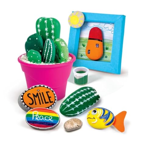 Clementoni Crazy Chic - Rock Art Creations, Set Di Pittura E Decorazione Sassi Per Bambini 7+ Anni, Kit Creativo Con Tempere, Occhietti Adesivi E Accessori, Made In Italy, 18691 - 5