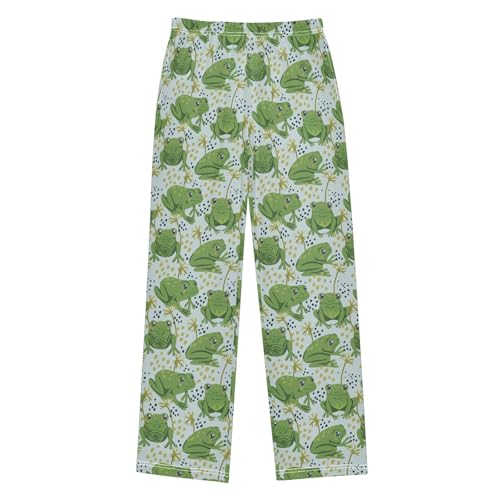 ZZXXB Frog with Polka Dot Leaves Boys Long Pants Soft Trousers Elastic Waist Kids Lounge Bottoms with Pockets S-XL
