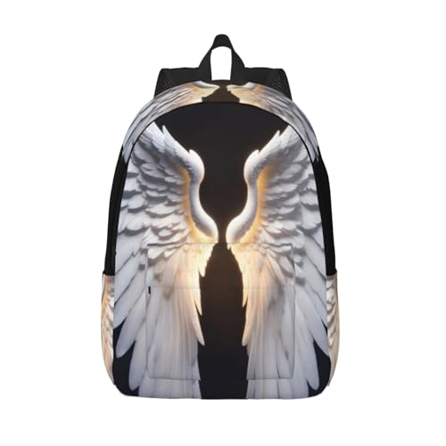 Angel Wing Print Canvas Backpack Laptop Backpack Everyday Use â€“ Trendy Vintage For Men And Women